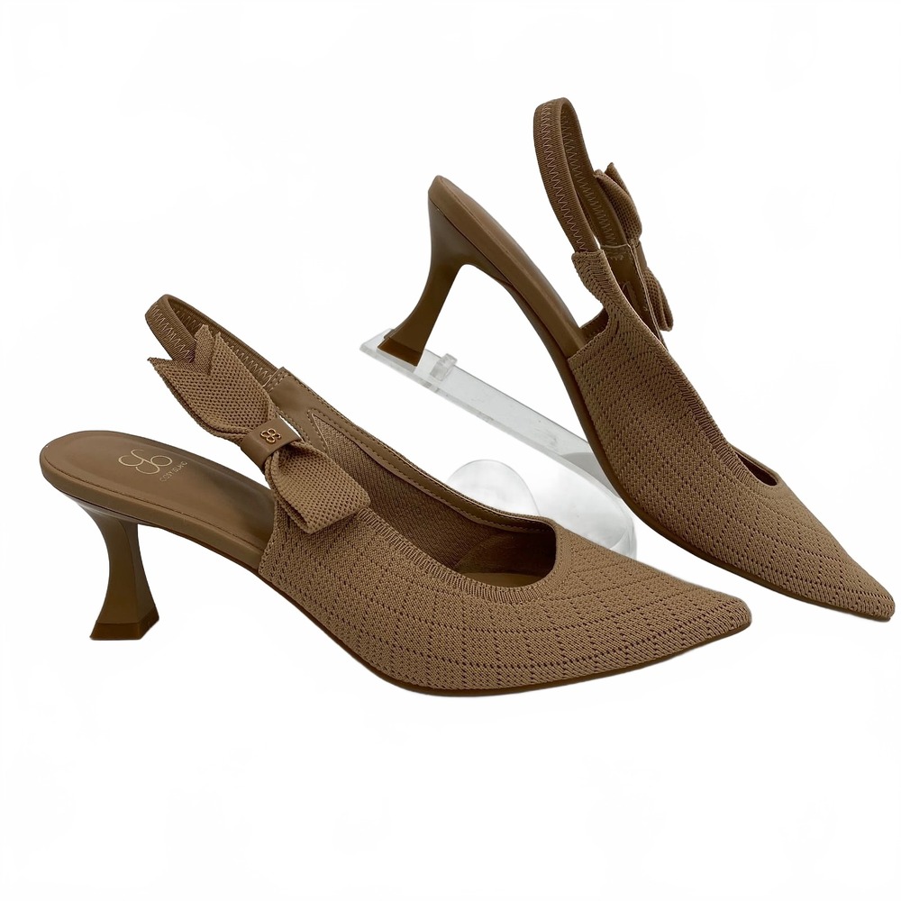 Cosy Island Tan Knit Slingback Heels | Womens 8